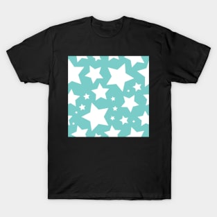 White star print on turquoise T-Shirt